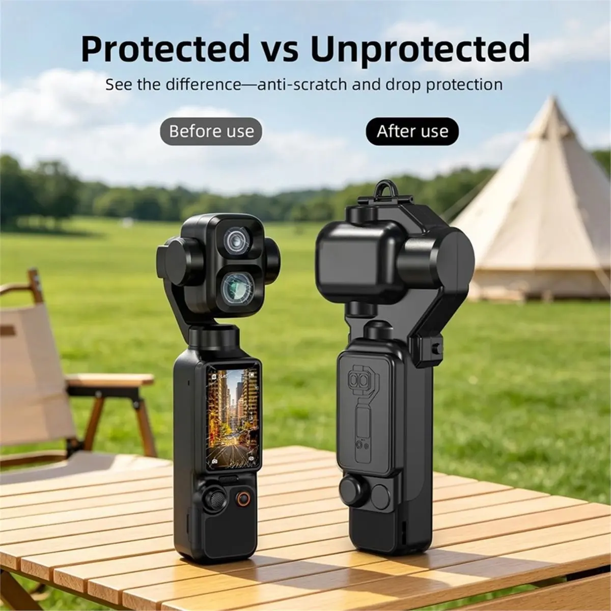 Protective Case for Pocket 4 Pro, Flip-Top Lens & Screen Cover with Thickened Inner Padding