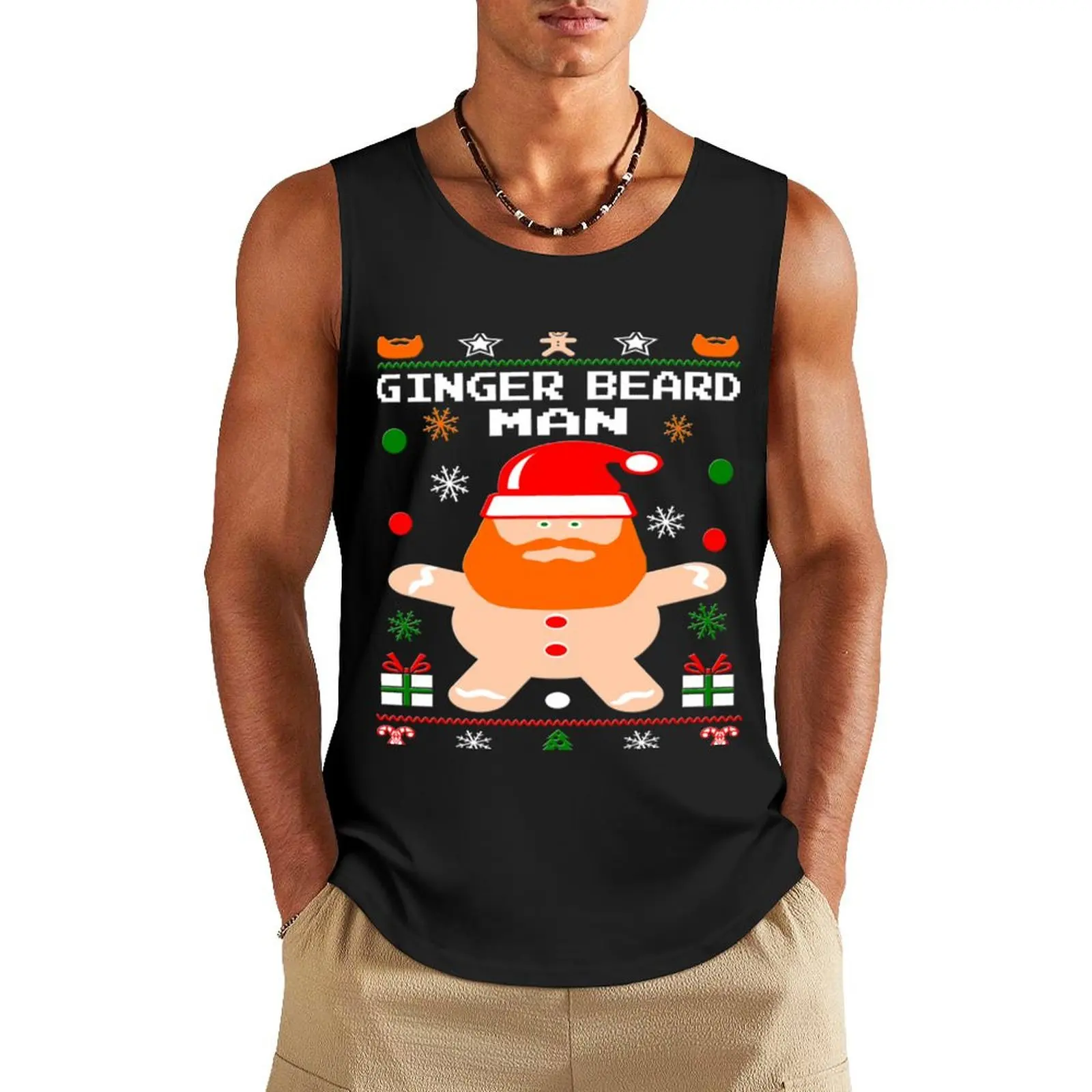 Ginger Beard Man Christmas Tank Top Men's sports t-shirt Men's t-shirt clothes for men summer