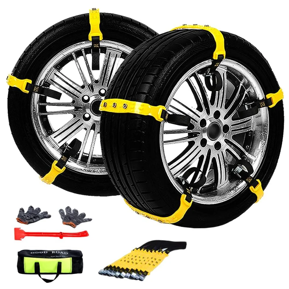 Anti Slip Tire Chains Adjustable Tyre Emergency Safety Chains Portable Winter Anti-Skid Chains Fit for Width185mm-295mm Most Car
