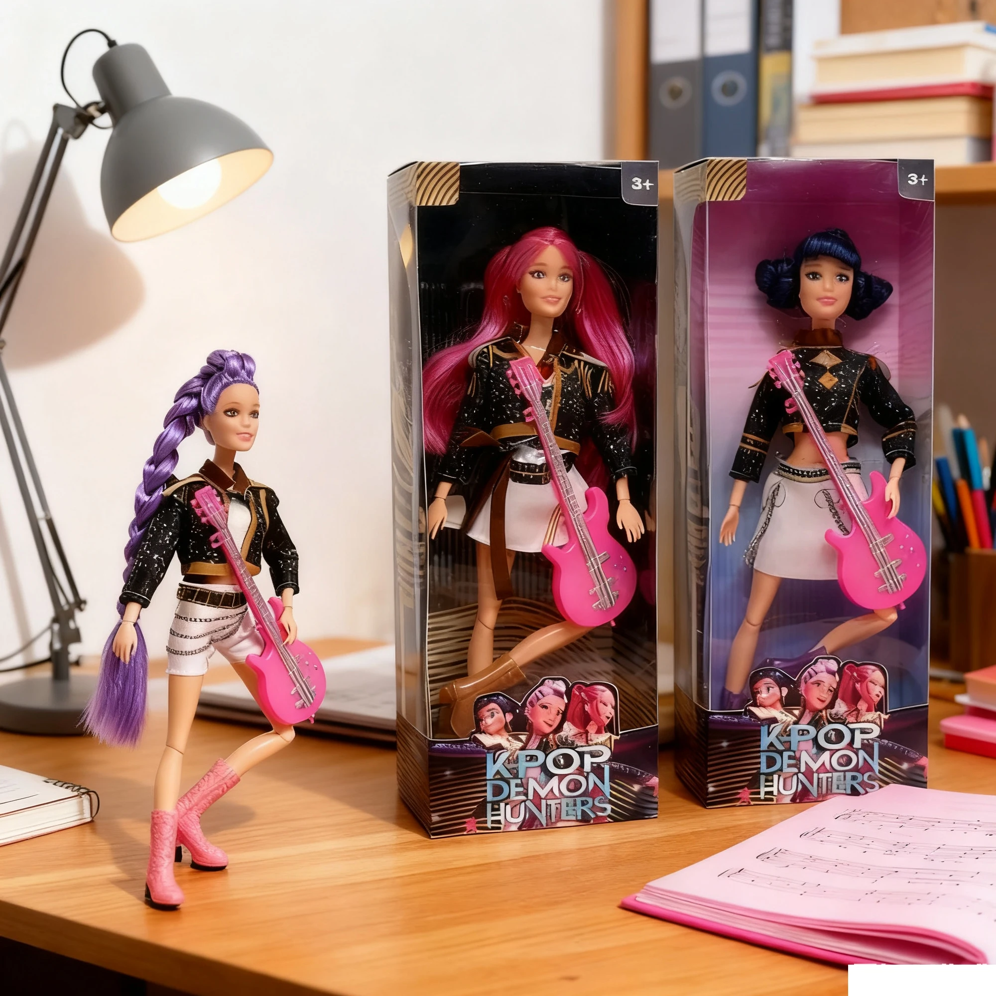 🎉 إصدار جديد! 🥳   مجموعة مجسمات Kpop Demon Hunters مكونة من 4 أنماط + "أضواء ملونة" - هدية عيد ميلاد لطيفة للأطفال والمعجبين