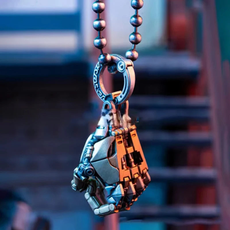 الأزياء الميكانيكية بيونيك قلادة اليد مع سلسلة للرجال النساء الإبداعية المنقولة فنجر المفاصل روبوت اليد قلادة المجوهرات