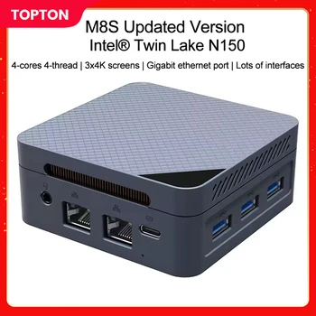 ミニデスクトップコンピューター,Intel n150,Windows 11,12 GB,ddr5,4コア,4スレッド,2コア,2スレッド,dp,Topton-M8S 3 x4kディスプレイ