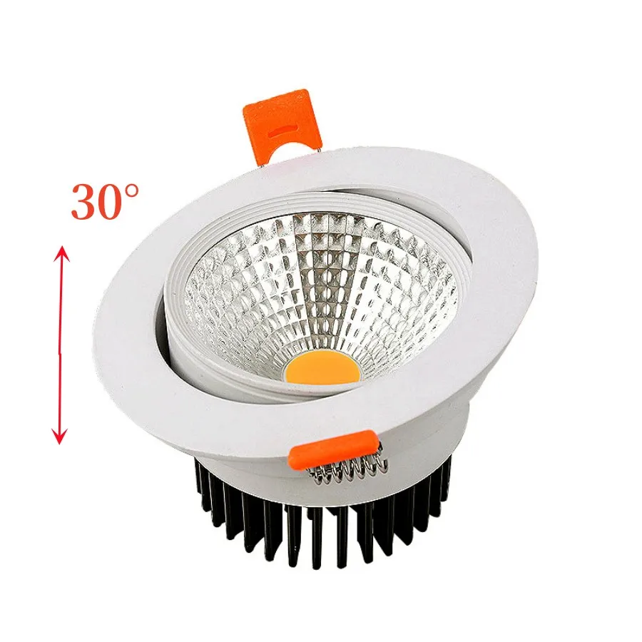 Downlight circular embutida LED, lâmpada de teto antirreflexo, busines domésticas, holofote COB, 5W, 7W, 12W, 15W, 18W, 24W, 30W, AC85V-265V