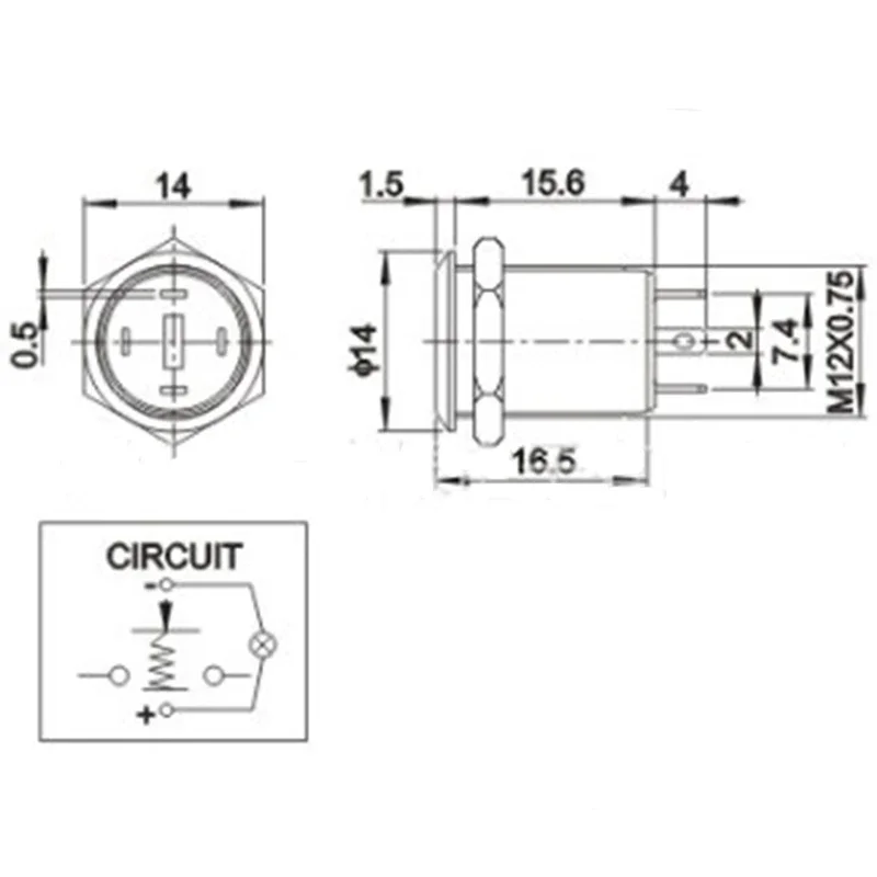 Car Compurter 12mm 3V 5V 12V 220V Angel Eye Aluminum Metal LED Power NO Push Button Switch Self-reset Metal Switch Normally Open