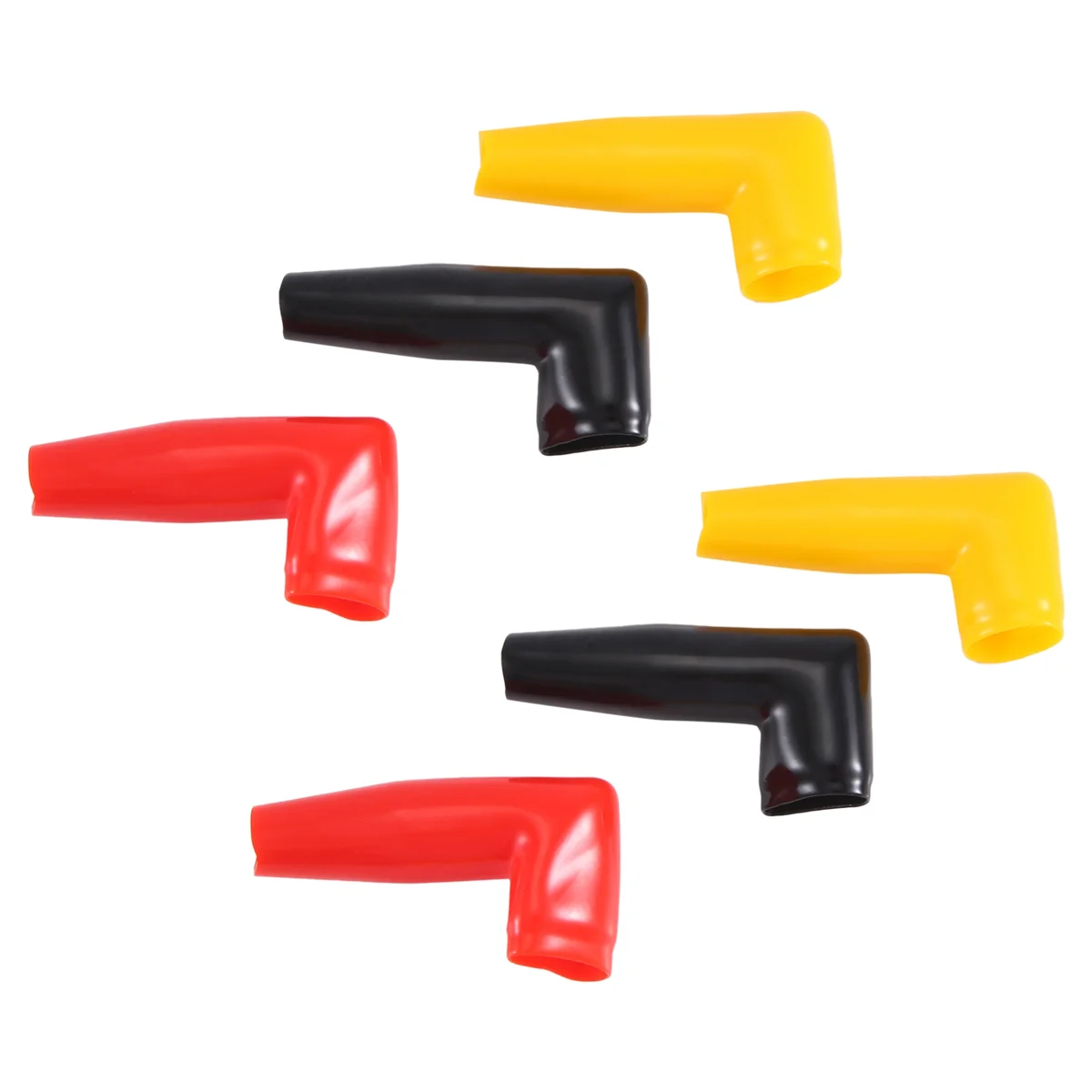 6pc Electric Guard Motor Winch Cable Terminal Boot Rubber Cover Black+Red+Yellow