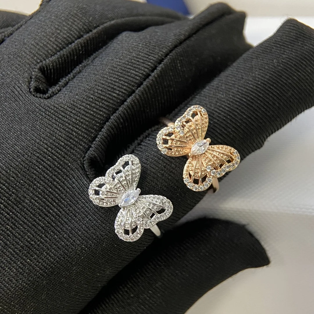 S925 Silver Classic Women's Ring Full Diamond Hollow Ring Multiple Choice Holiday Gift 4
