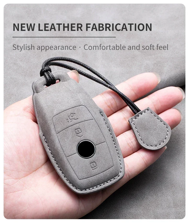 Leder-Autoschlüsselhülle für Mercedes Benz W205 W212 X166 W176 W211 W204 W222 W463 CLA GLC GLK W203 W212 C180 GLK300 CLS SLK – Detail 4