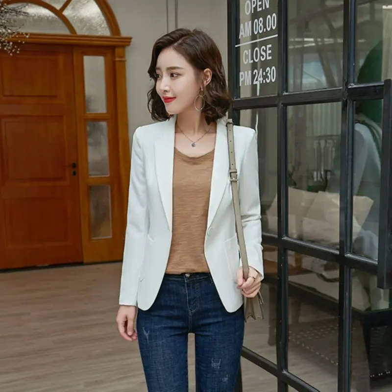 Elegant Professional Women Short Solid Blazer Korean 2025 Spring Autumn New Influencer Trend Slim Fit Versatile Work Attire