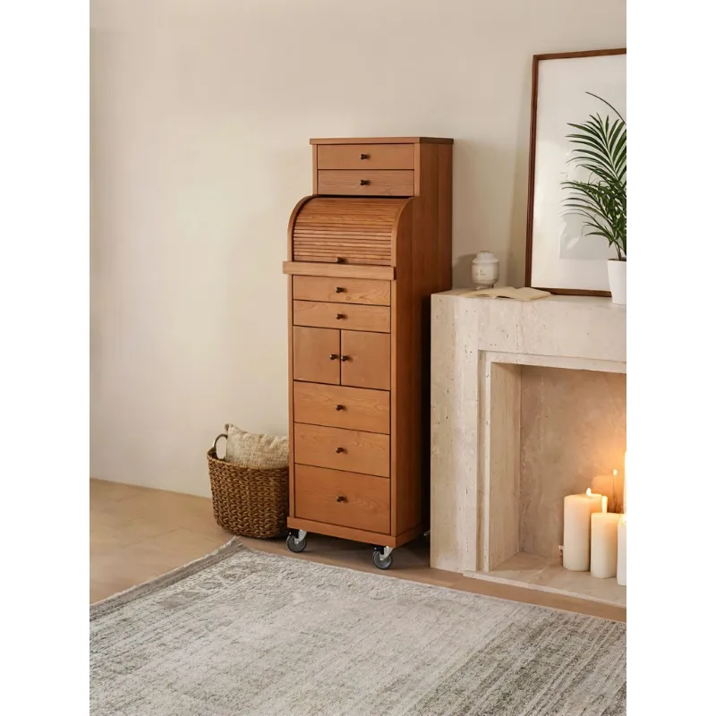 Medieval Wutong Roller Curtain Cabinet Bedroom Jewelry Storage Cabinet
