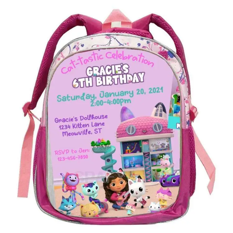 Sac à dos Gabby\'s Butter House pour filles, sacs d\'école de dessin animé pour enfants de la maternelle, sacs à dos pour enfants, 12 po