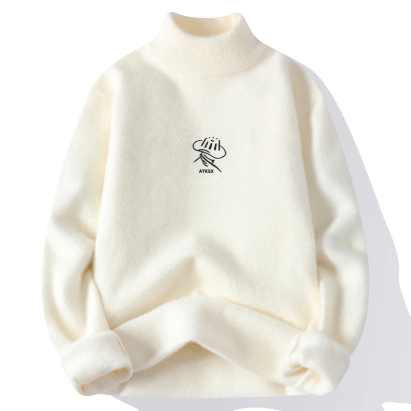 

Men's Thiened Fce f-High Collar Knitted Sweater Warm Underwear for Autumn Winter Casual Wear Nylon Polyester Blend Lo...