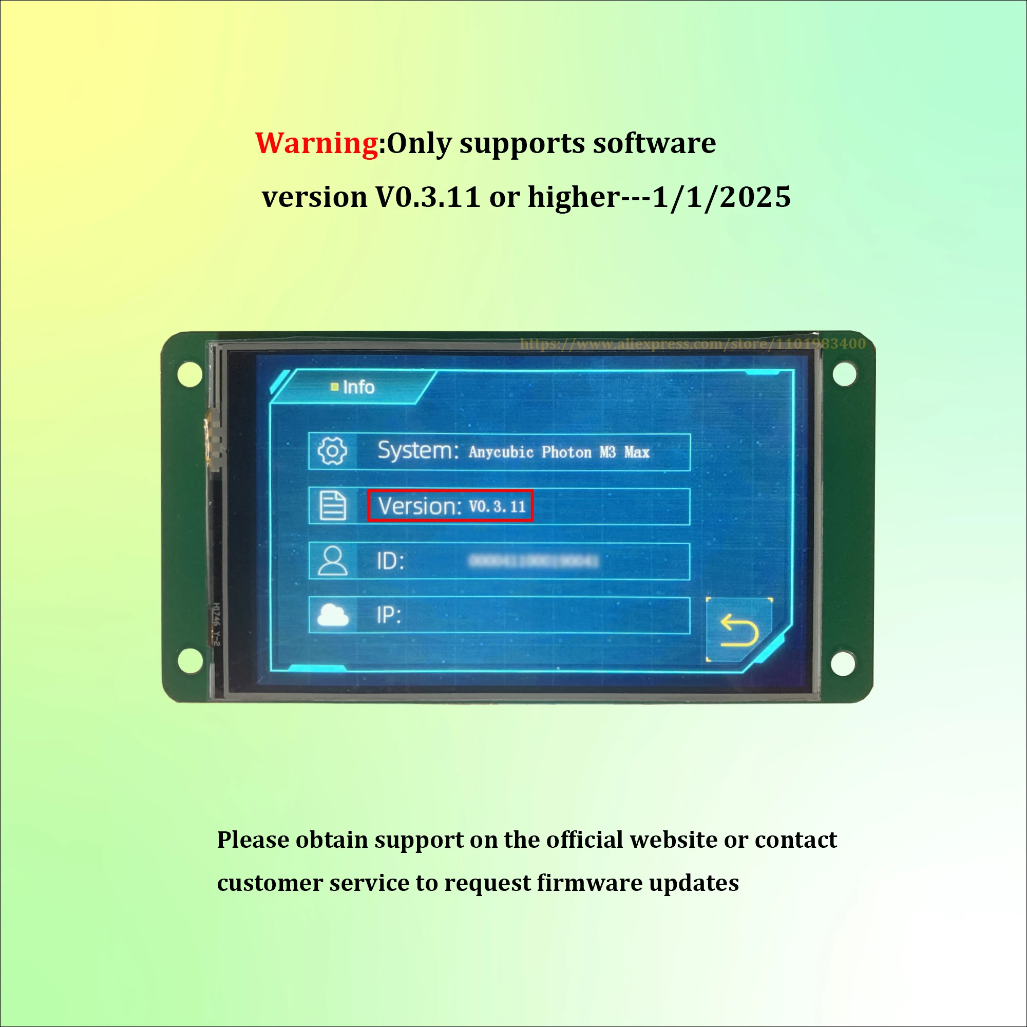 Control touch screen 4.3-inch resistance touch for Anycubic photon M3 max 7K/premium 8K operation touch  display screen