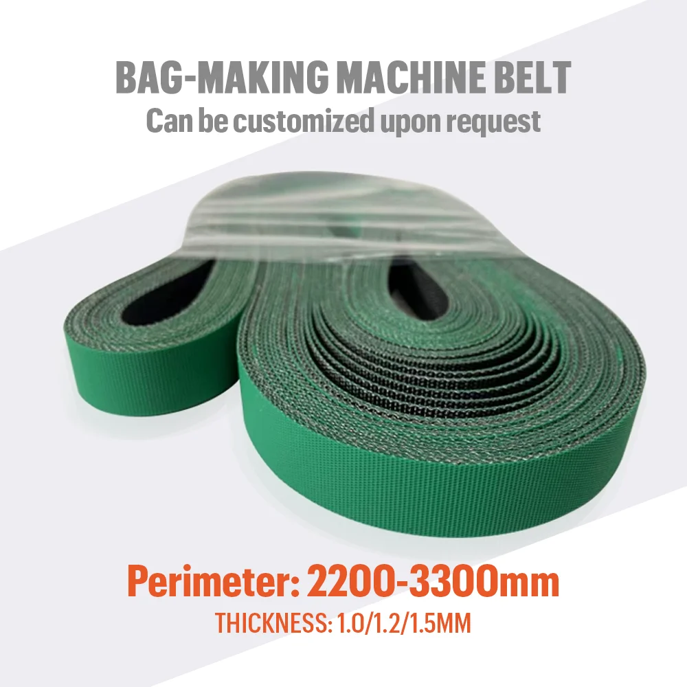 

1pc Bag making machine belt OPP bubble film hot cutting machine belt High wear blue black/green black PU flat belt