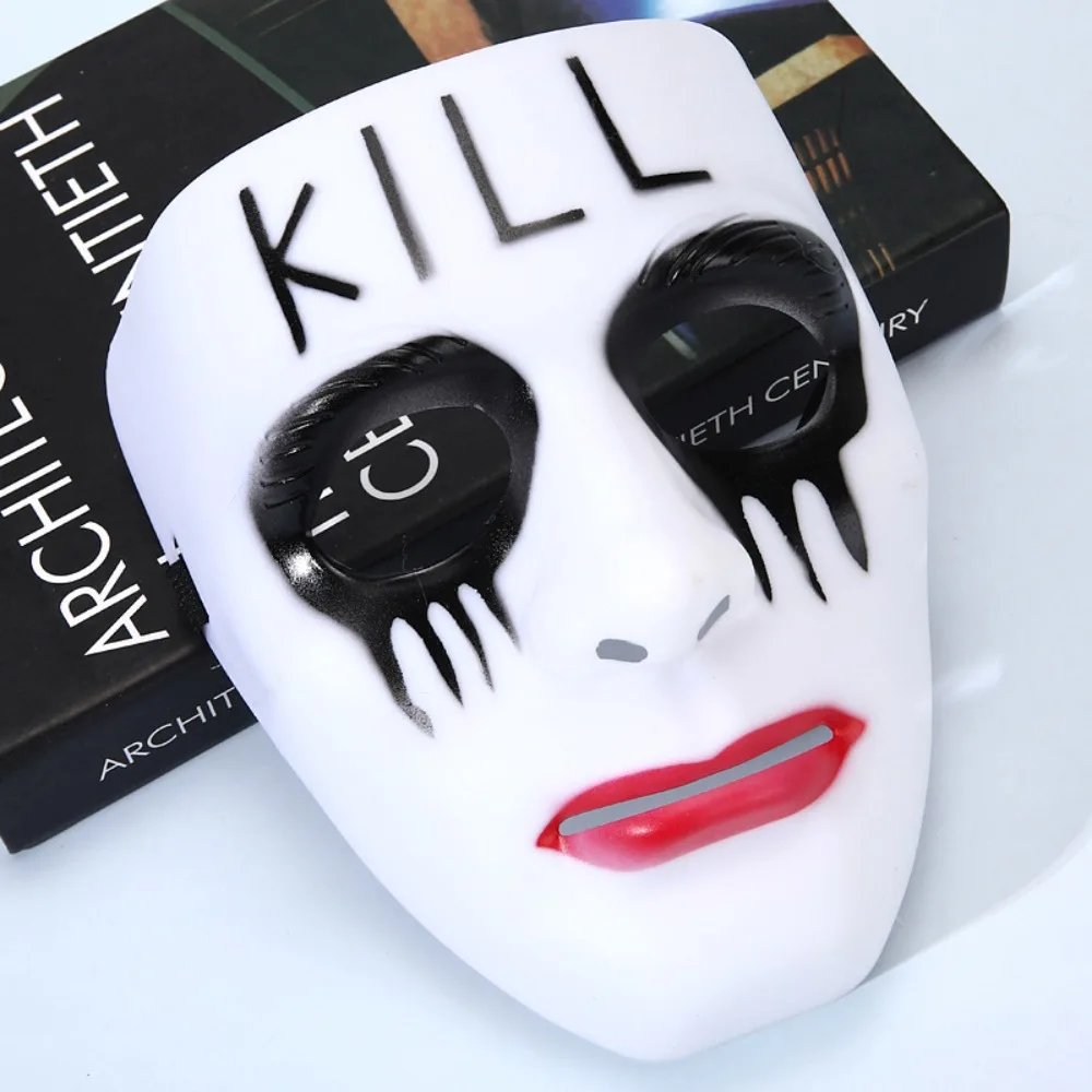 

Cyberpunk White Makeup Halloween Mask Full Face Scary Hip Hop Mask Hand-painted Masquerade Mask Anime Cosplay
