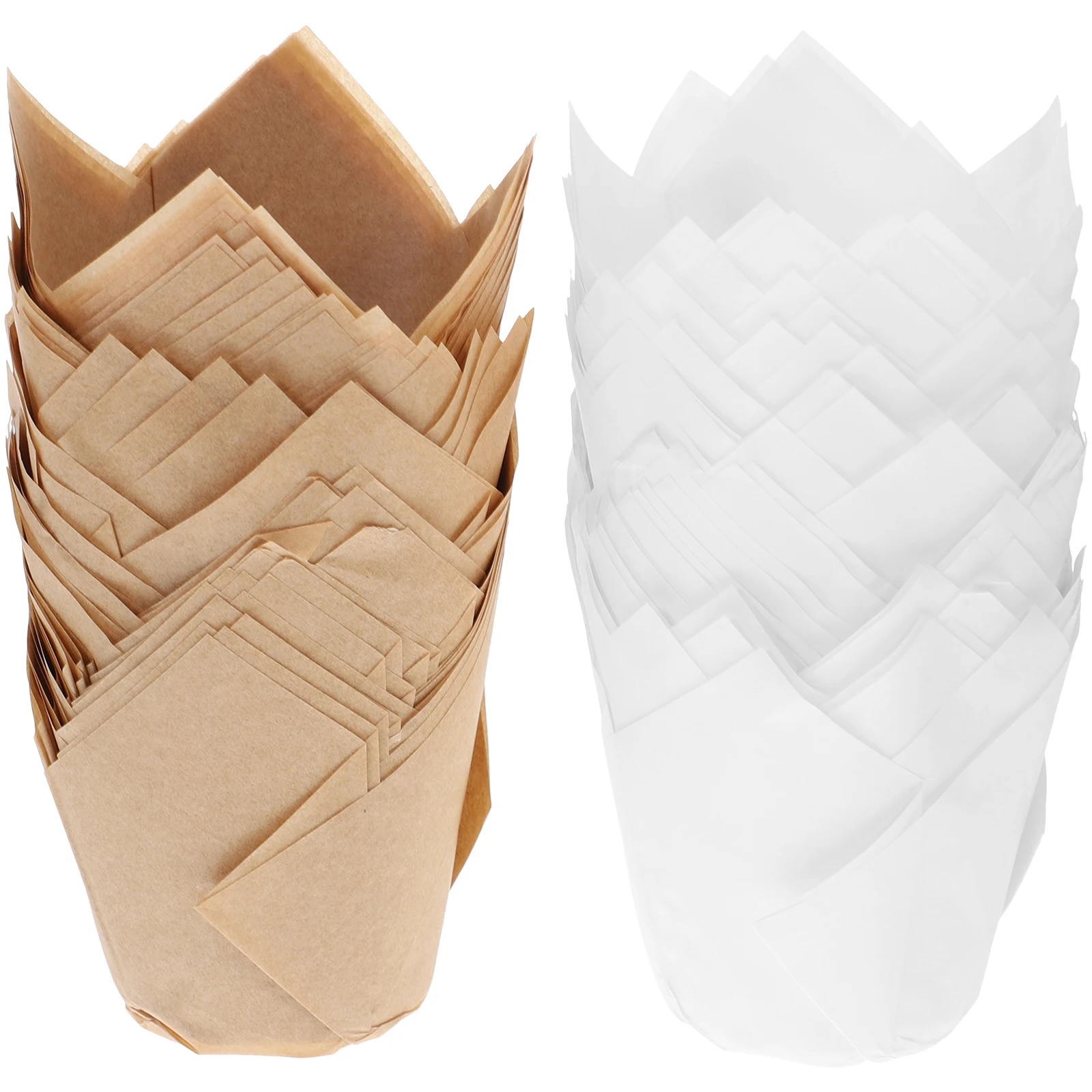

100 Pcs Cake Cups Baking Paper Muffin Liners Greaseproof Decorative Cupcake Wrappers for Oven Microwave Parties