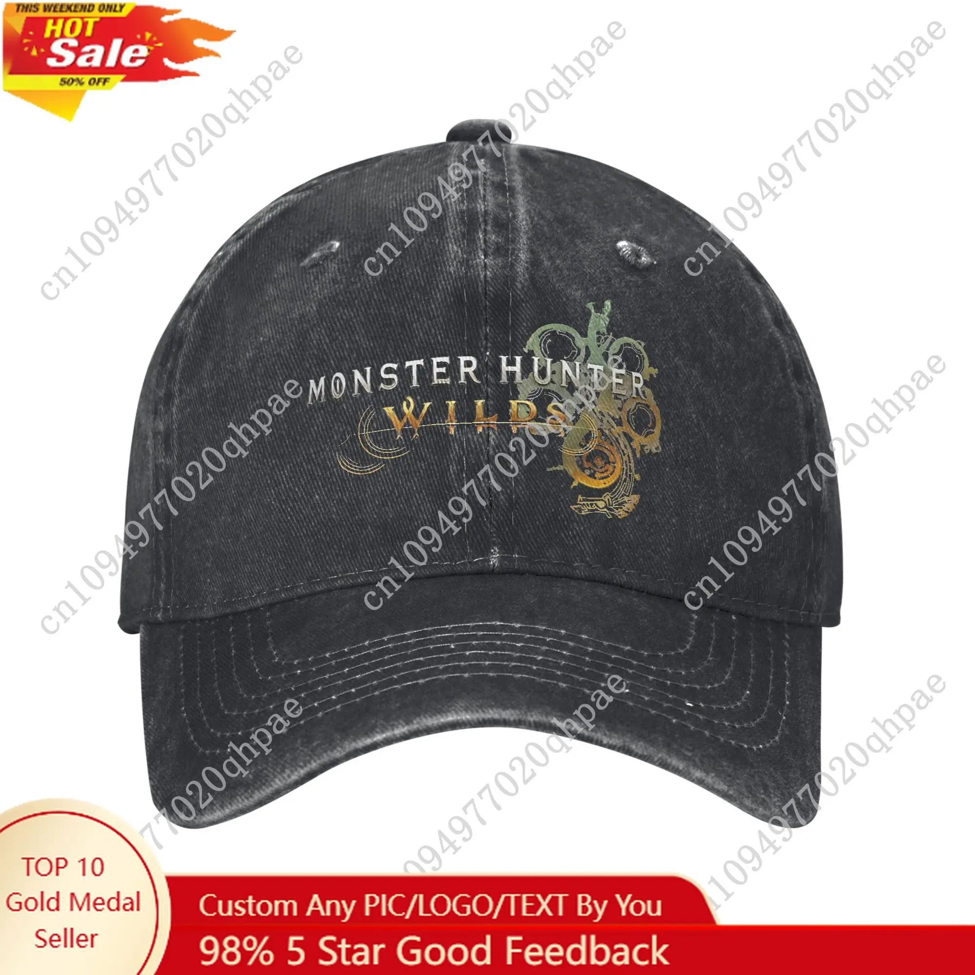 

Monster Hunter Wilds Baseball Cap Vintage Distressed Denim Video Game Snapback Hat Men Women Outdoor Summer Adjustable Caps Hat