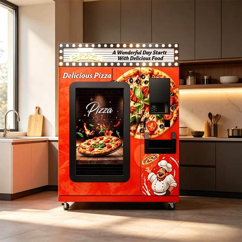 Pizza Vending Machine with 4 Toppings Dispenser Automatic Sauce and Cheese