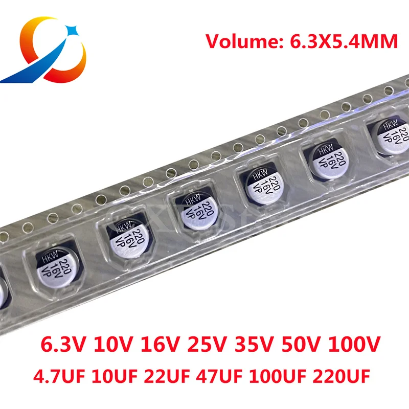 1000pcs  6.3V 10V 16V 25V 35V 50V100V 10UF 22UF 33UF 47UF 100UF 220UF 330UF  470UF  Volume 6.3X5.4MM SMD Electrolytic Capacitor