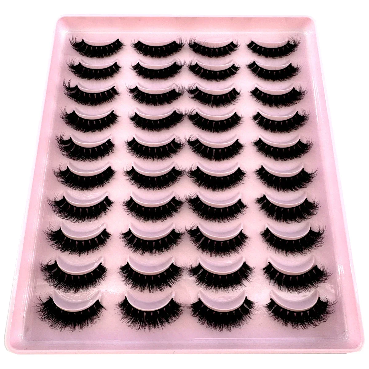 ナチュラルまつげ 20ペア ふわふわ ソフト ウィスピー ボリューム ロング つけまつげ 3D フェイクミンクまつげ キャットアイ ハンドメイド ラッシュ メイク