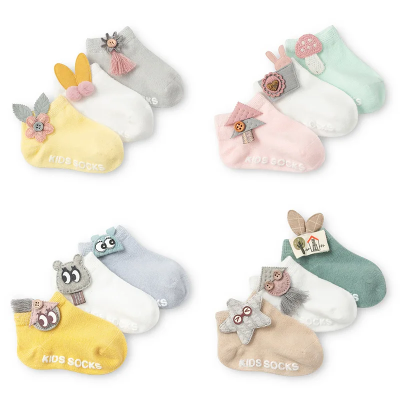 3 Pair / Lot Baby Socks Cute Cartoon Socks Newborn Infants Boat Socks Accessories