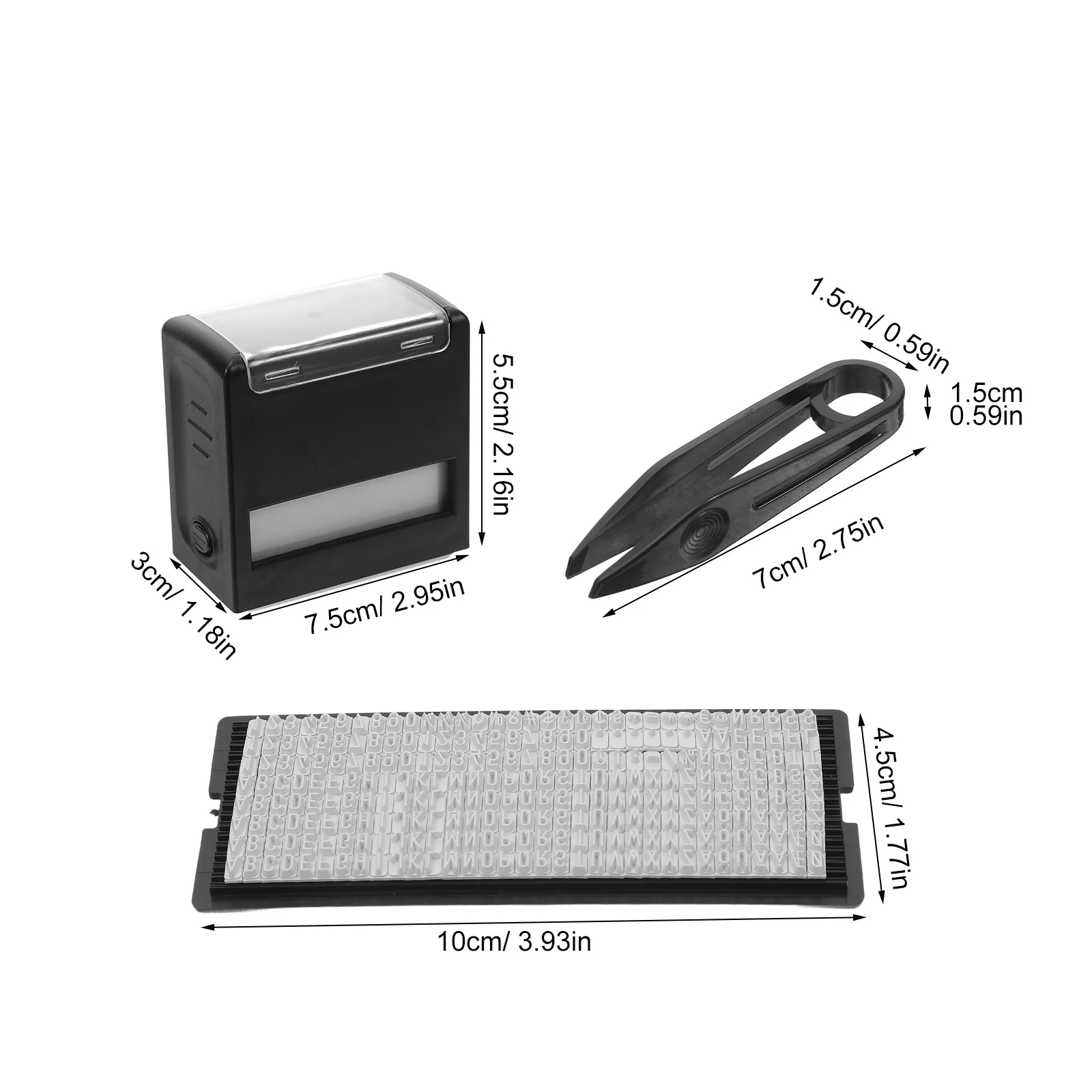1Set DIY Self Inking Stamp Kit ABS Text Stamp for Office School Business Address Marking Crafting Tweezers DIY Stamping Tools
