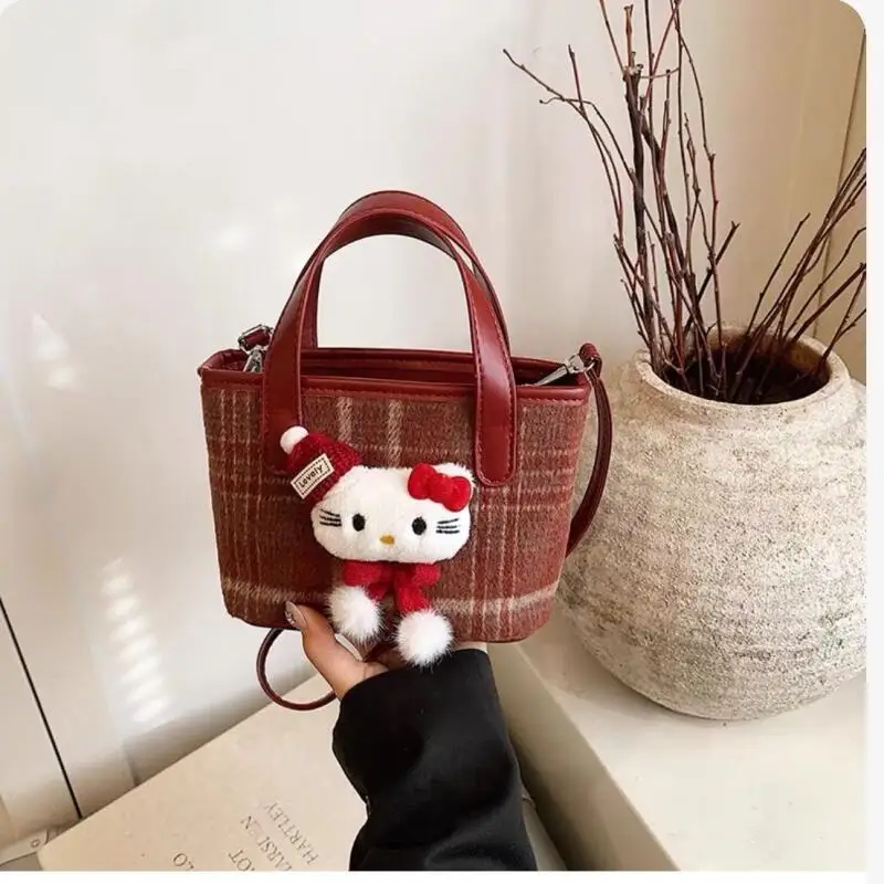 

Новая милая ретро-сумочка в клетку с мультяшным котенком, мини-сумочка, универсальная сумка через плечо для девочек, милая городская сумка-кроссбоди