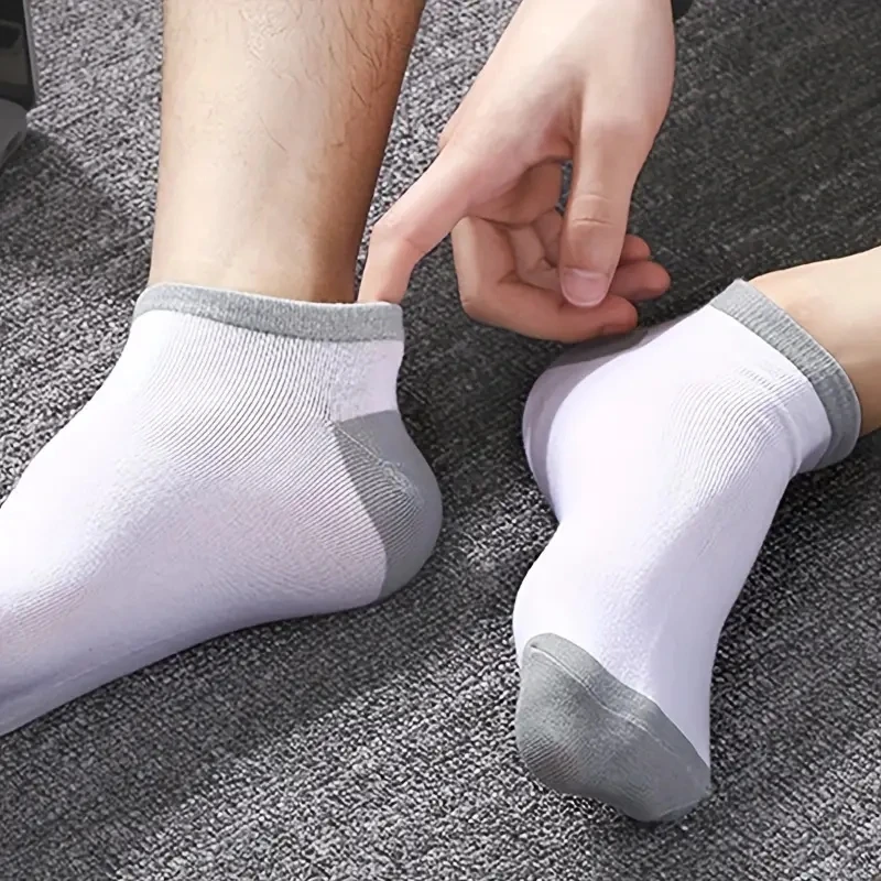 10/20/30 Pairs of Men\'s Fashionable Color Blocked Low Cut Socks Breathable and Comfortable Sweat Absorbing Outdoor Men\'s Socks