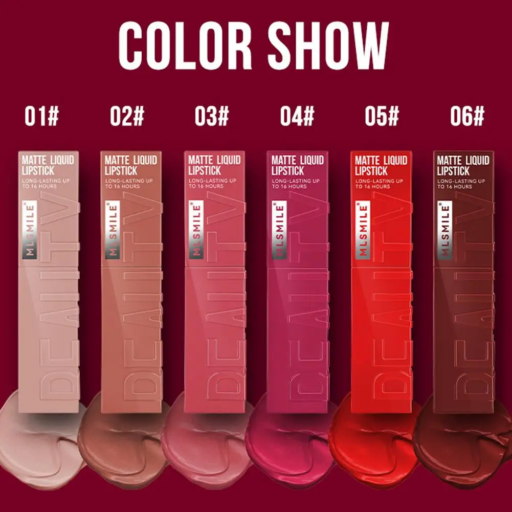 6 Colors Matte Nude Liquid Lipsticks Non-stick Cup Long Lasting Velvet Lip Gloss Not Fading Lip Tint Korean Cosmetics Lip Makeup