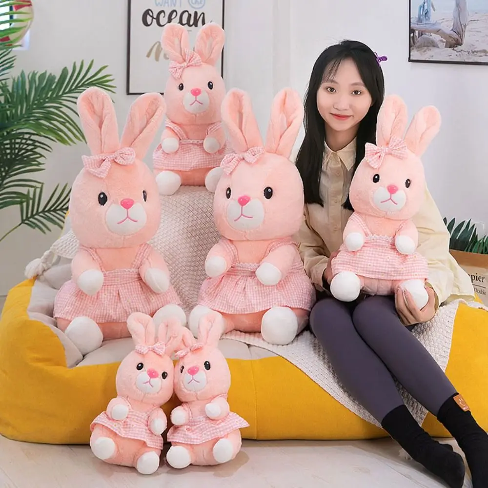 PP Cotton Rabbit Plush Toys Fluffy Soft Pink Rabbit Plush Doll Comfortable Cartoon Rabbit Stuffed Toy Home Decor