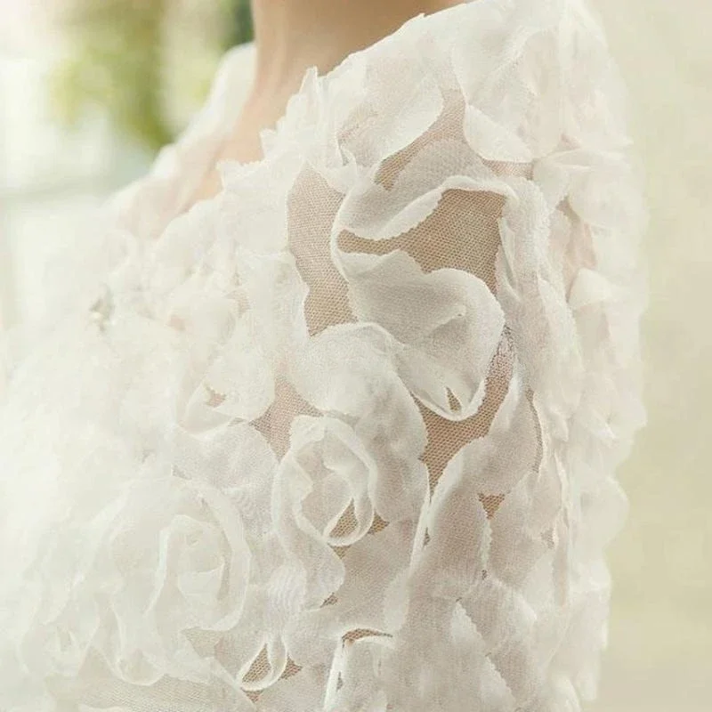 Scialle da sposa Fiore bianco con spalle scoperte Abito da sposa da donna Accessori per feste