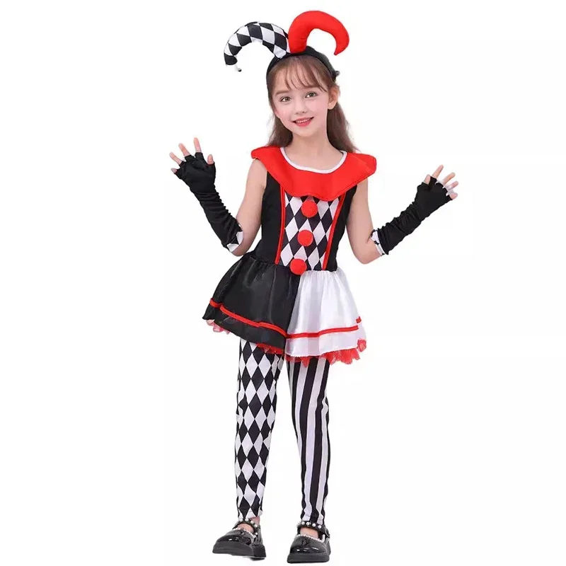 Sydanne New Kids Variety Clown Skirt Dress Set Cosplay Costume Girls Cute Clown Clothes Masquerade Halloween Costume