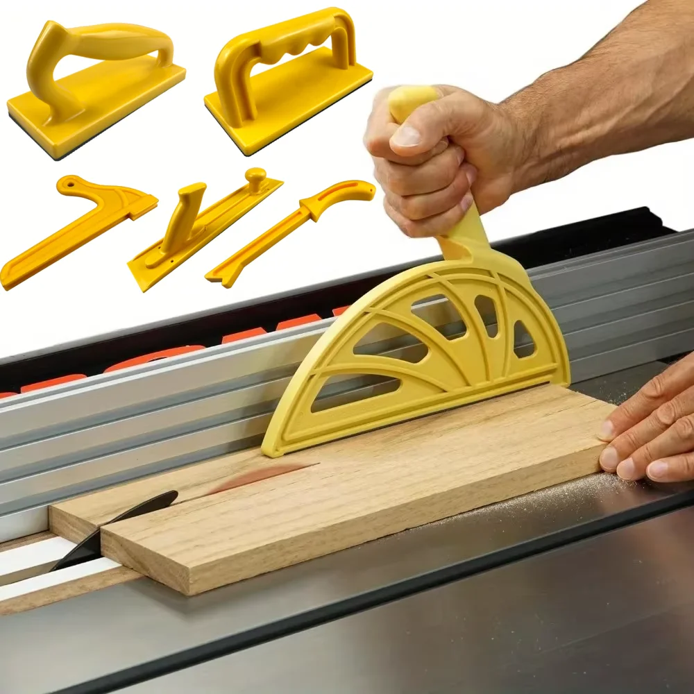 

Woodworking Table Saws Push Block Tool Seamless Router Tables Offset Handle Push Stick for Wood Saw Router Tables and Jointers