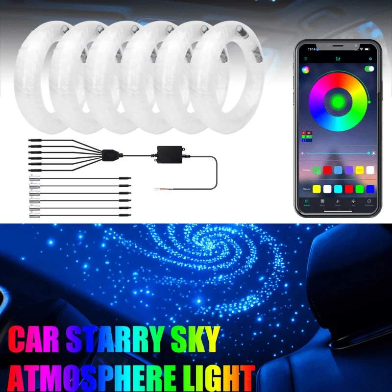 4/5/6 in 1 Auto Sternenhimmel Atmosphäre Licht RGB APP Steuerung Faseroptik Stern Deckenleuchte Auto Dach Schlafzimmer LED Umgebungslicht
