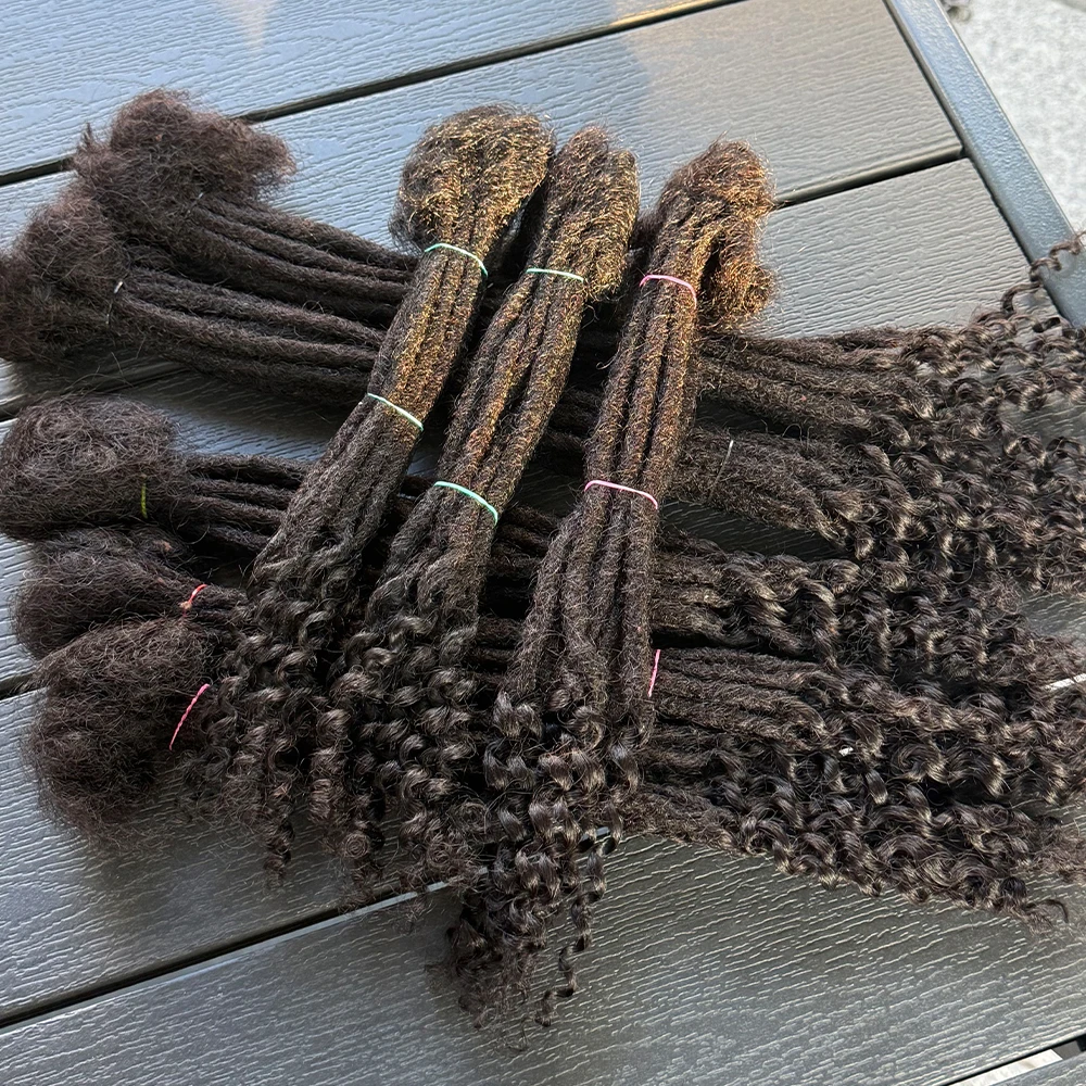 اليدوية مجعد الذيل أقفال تمديد الشعر البشري الطبيعي ملحقات Dreadlock مع أطراف مجعد 8-14 بوصة للنساء الرجال #3