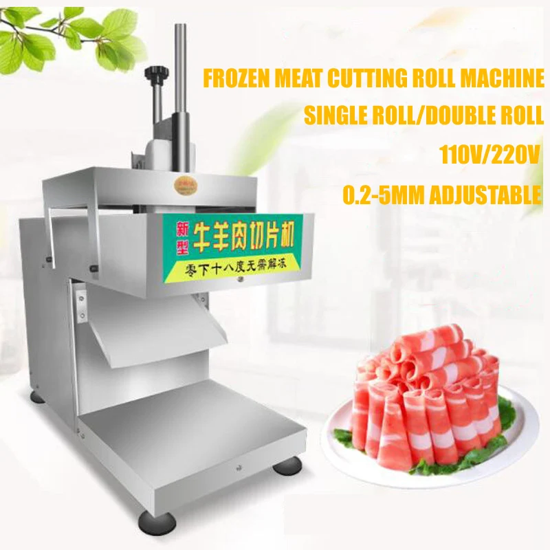 Commercial Frozen Meat Slicer For Hot Pot Restaurant Canteen Mutton Roll Bacon Ham Adjustable Slicer Machine
