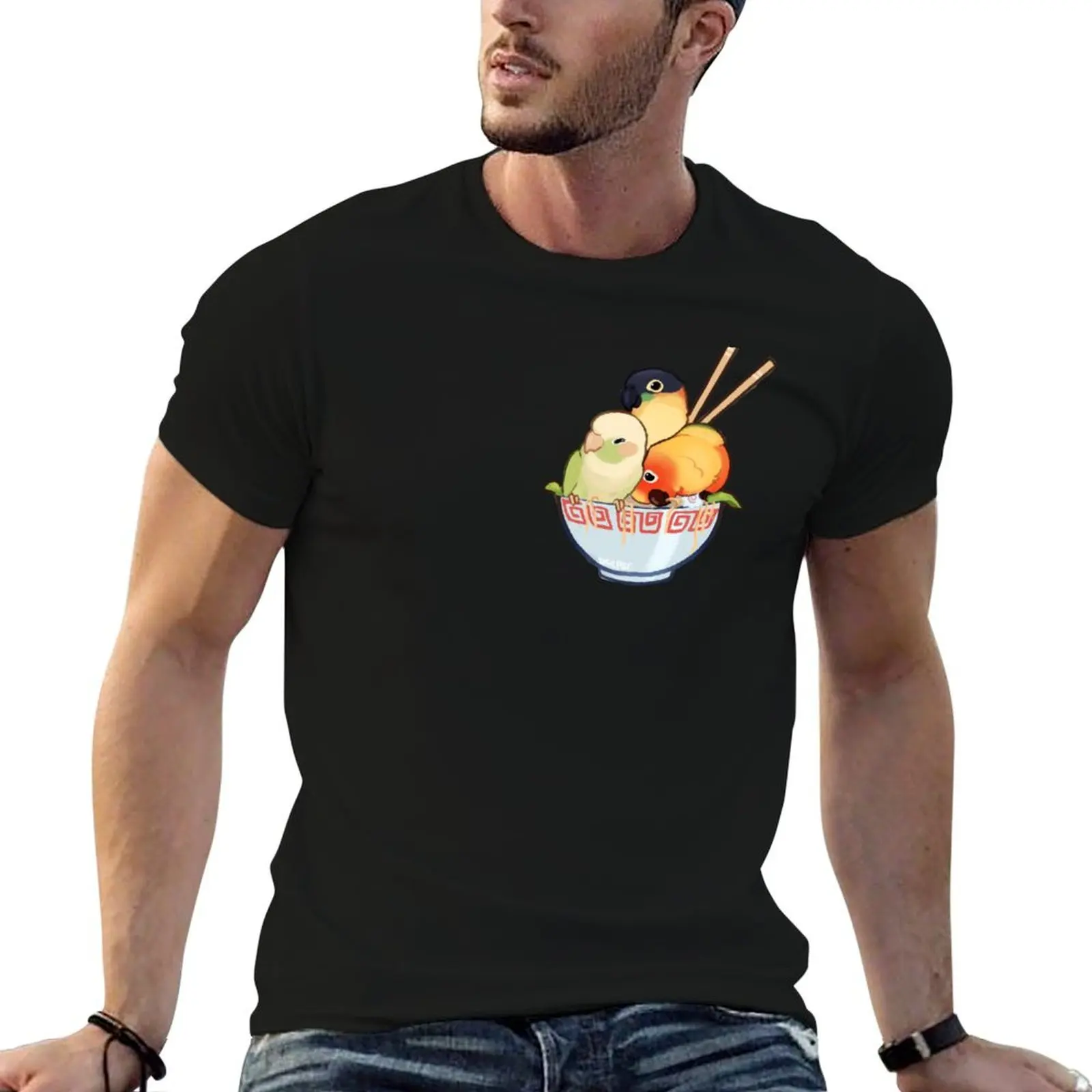 Bowl of birbs T-Shirt cotton graphic tees man clothes korean fashion mens vintage t shirts