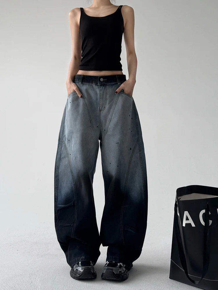 Jean à jambes larges pour femmes, pantalon en Denim extensible en coton, taille haute, ample, BF American Street Sle, nouvelle collection automne