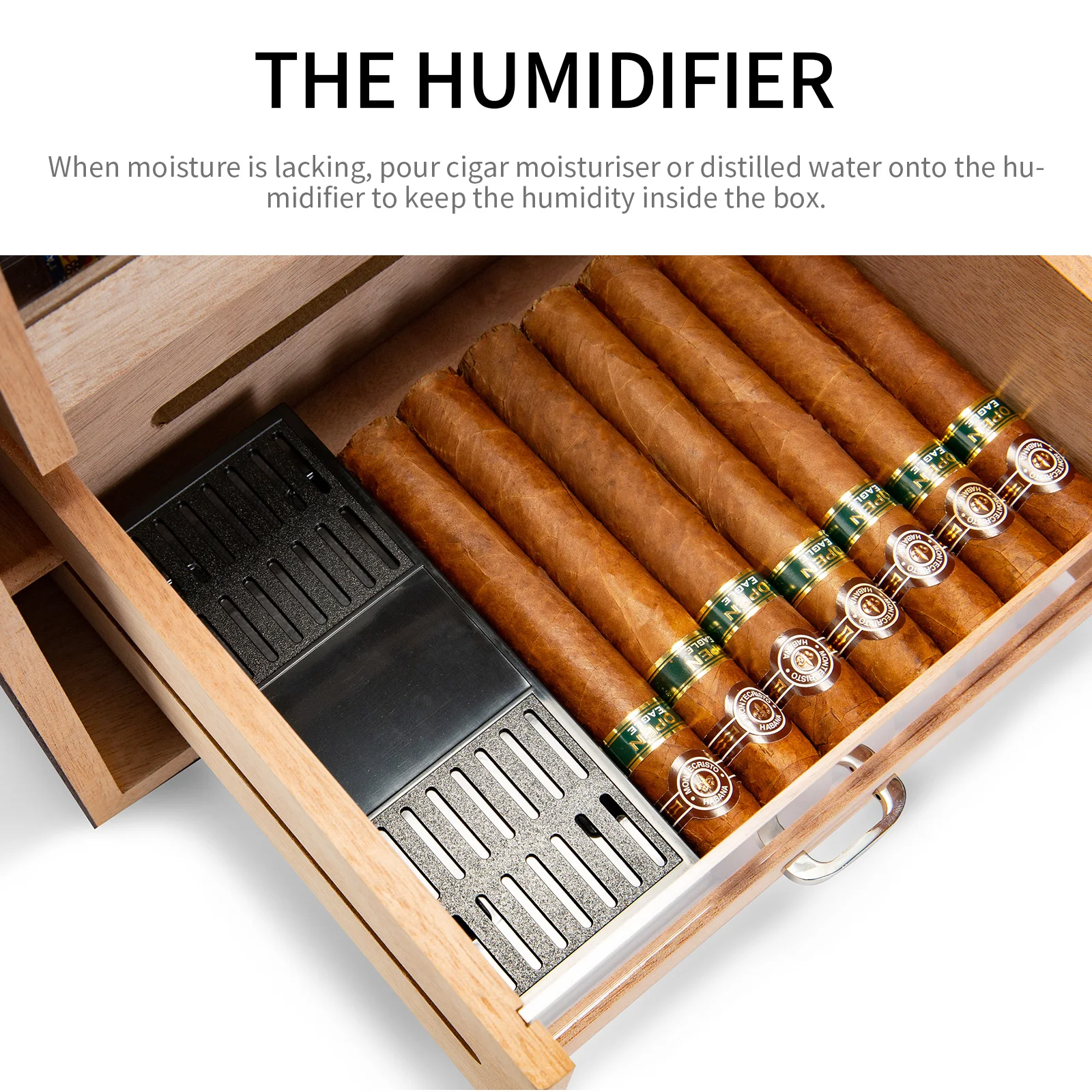 Modern  Cigar Humidor Box Handmade Three Layers Spanish Cedar Lacquer Cigar Cabinet for Cigar Storage