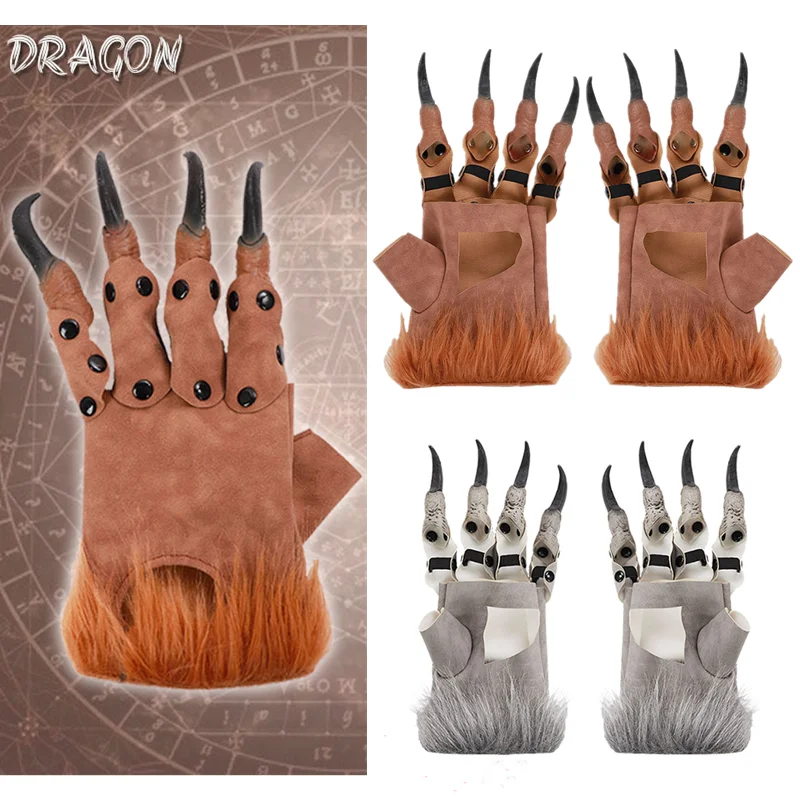 Halloween peluche Dragon Claw guanti carnevale Dance Party puntelli accessori Cosplay guanto festa divertente