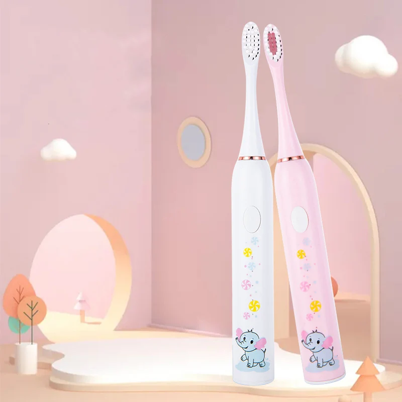 Sonic Children's Electric Toothbrush Oral Care Cartoon Animal Pattern Elephant USB Charging Tooth Brush Kids 3 To 15 Years Old