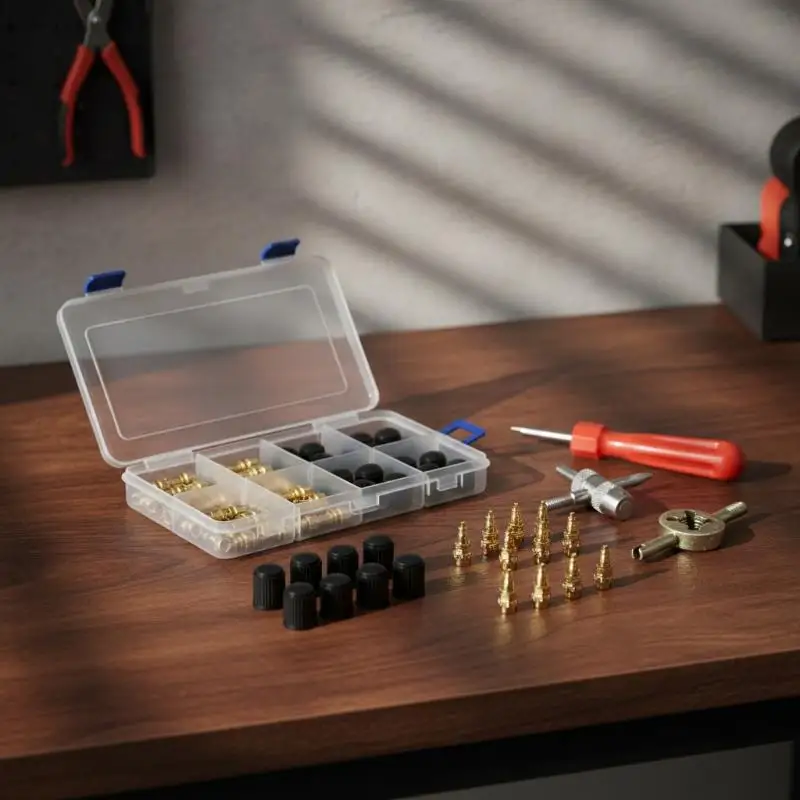 Tire Valve Repair Tools 33Pcs Multifunctional Stem Core Remover Set with Storage Case for Outdoor Emergency Tyre Fix