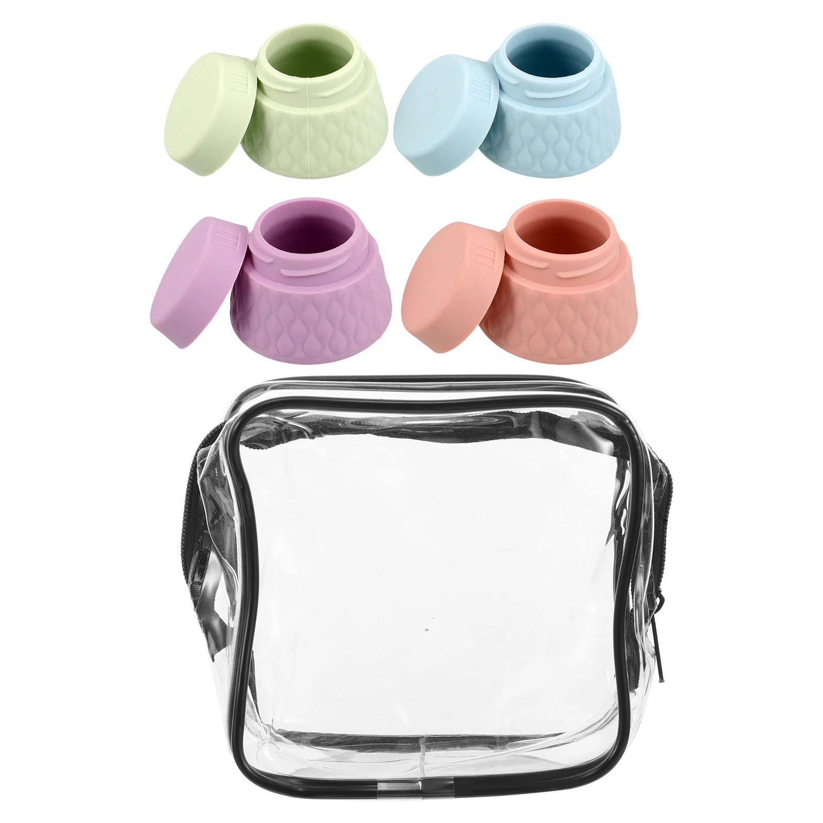 

4pcs Silicone Face Cream Containers Durable Travel Skincare Set Portable Lotion Bottles For Organizer Cream Jar Travel