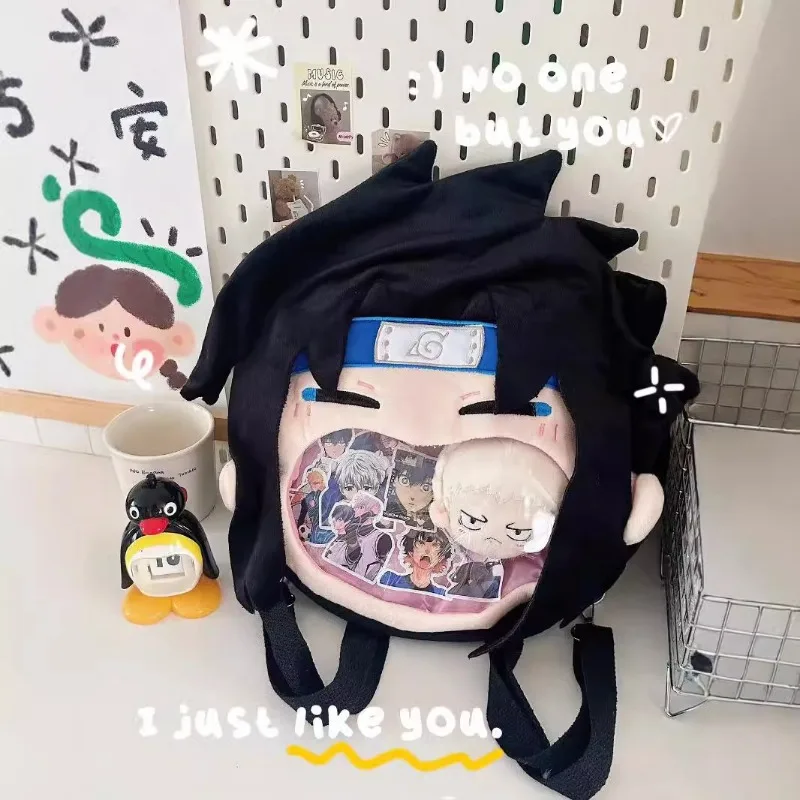 Narutos Uchiha Sasuke Big Mouth Backpack Kawaii Peripheral Doll Large Capacity Storage Crossbody Bag Girls Shopping Versatile view 4