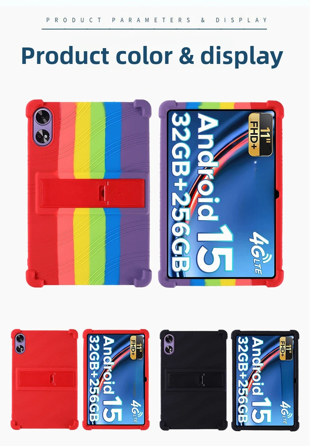 Kinderfreundliche, stoßfeste TPU-Hülle für DOOGEE Tab G6+ 11, vollständig abdeckender Stoßfänger mit Ständer, mehrere Farben – Detail 9