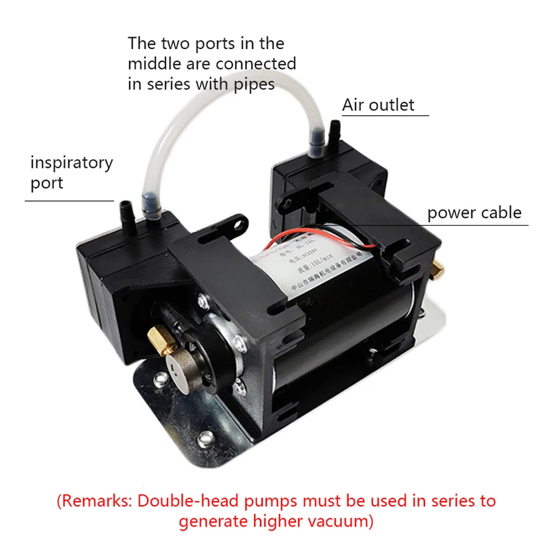 110V/220V Oil-free Vacuum Pump Beauty Equipment Pump Small High Negative Pressure Suction Pump Double Head Diaphragm Pump
