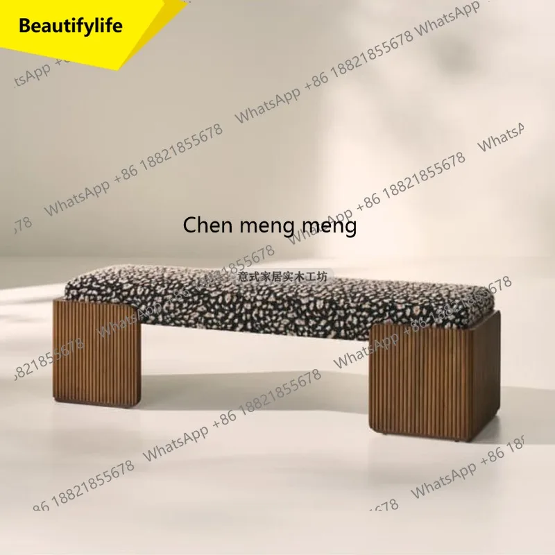 

02 м скандинавский диван-табурет из цельной древесины для гостиной, спальни, средневековый прикроватный табурет, табурет для пеленания обуви