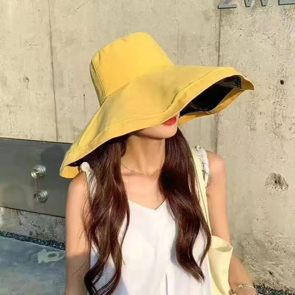 Outing Beach Hat Foldable Breathable Bucekt Hat Wide Brim Summer Fisherman Hat With Windproof Rope Anti-UV Sun Cap