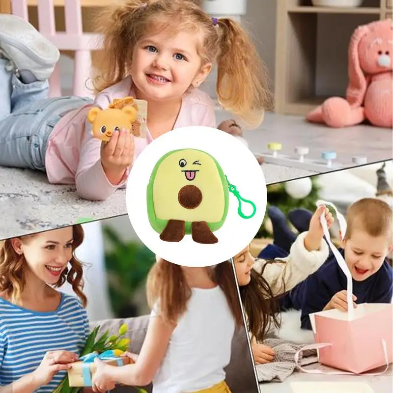 Abacate bolsa de moedas de pelúcia fruta moeda bolsa pequena carteira dos desenhos animados mudança titular moda abacate saco de pelúcia pingente pequeno macio