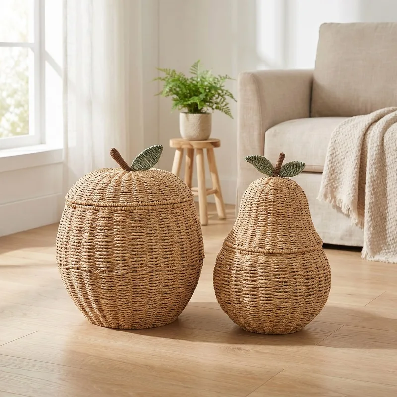 Hand-woven storage basket, Sydney fruit design, storage bin, organizer, desktop basket for miscellaneous items, home decor baske