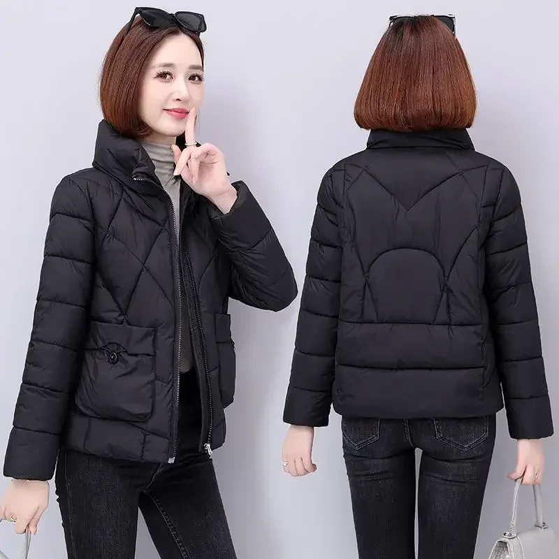 

Chaqueta corta de manga larga para mujer, Parkas cálidas, Tops acolchados de algodón abrigo ajustado de algodón otoño e invierno